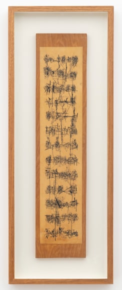 Le&oacute;n Ferrari.&nbsp;Sin T&iacute;tulo, 1962.&nbsp;Ink on paper and wood,&nbsp;27 9/16 x 5 29/32 in. (70 x 15 cm.)