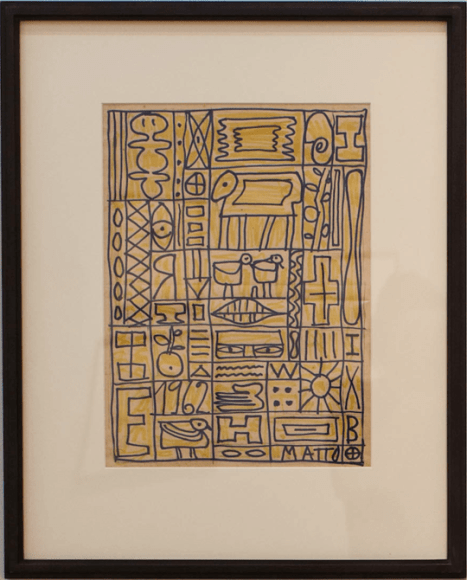 Francisco Matto, Constructivo en amarillo y azul, 1962. Magic marker on paper, 15 x 11 in. / 38 x 28 cm.
