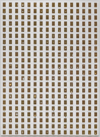 Marco Maggi, Sliding Gold, 2021. Cut &amp;amp; fold on 35 mm papers, 48 x 36 in. (121.9 x 91.4 cm.)