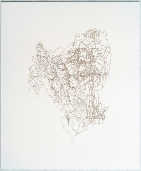  Gustavo Díaz&nbsp;(b. 1969, Argentina)&nbsp;Variaciones conjeturales sobre un bosque inundado de trayectorias cuasi brownianas (previo a la Gran Bifurcación). En algún lugar nieva.Koch. Modelo 001- Era Pre arboritica, 2018 Cut out paper.17 27/32 x 14 3/4 x 1 3/4 in. (45.4 x 37.5 x 4.5 cm.)
