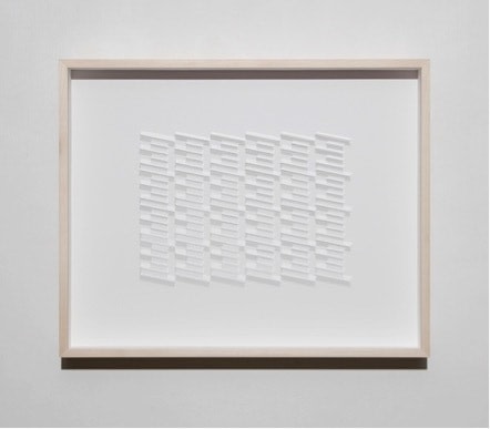 CI / 126 I, 2017. Microscope coverslips on cardboard, 20 3/8 x 16 3/8 x 2 3/8 in. / 51.6 x 41.5 x 6 cm.