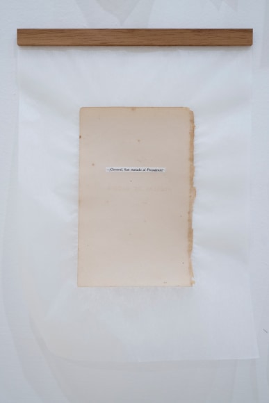 Reynier Leyva Novo, Biblioteca del Vacío (detail), 2021. 80 pieces: Laminated book pages of 9 gr. 100% Manila Japanese paper. Each page, mounted on cedar slats, Variable Dimensions, 11 3/4 x 15 3/4 in. each
