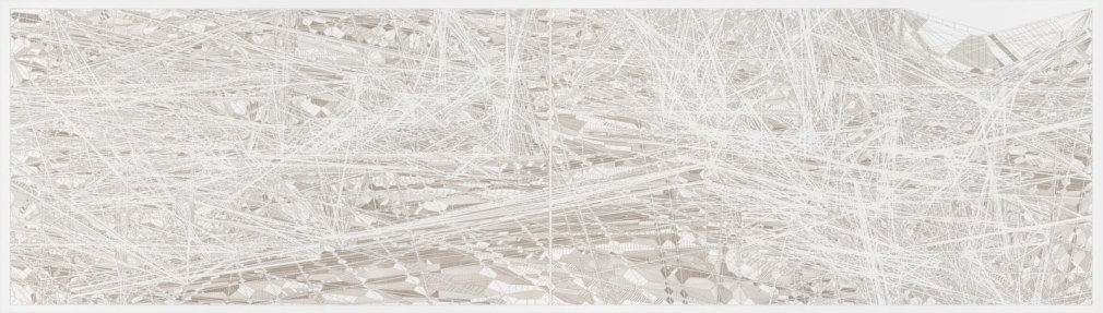 R/C/01, from the series Las redes prosiguen su camino, el cluster espera en la borrosidad , 2017. Cut out paper, Diptych