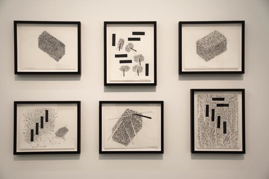 Miguel Angel R&iacute;os, Drawings from the series Endless, 2015. Ink and pencil on paper and cut out, 14 1/8 x 11 in. each