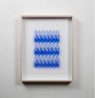 Gabriel de la Mora, CI / 84 I - cl, 2017. Microscope coverslips and lacquer on cardboard, 16 1/2 x 20 5/8 x 2 3/8 in. / 41.9 x 52.4 x 6 cm.