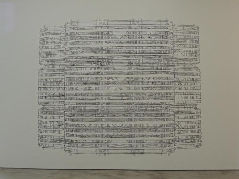 Pablo Siquier, 1301, 2013. Charcoal drawing on wall, Variable size