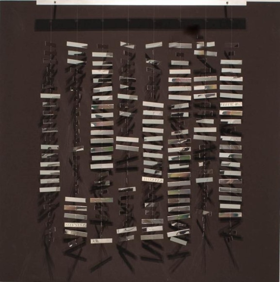 Julio Le Parc, Mobile rectangle argent N&ordm; 5/9, 1967/2008. Wood, stainless steel, and nylon wire, 39 5/8 x 39 5/8 x 5 15/16 in. / 100 x 100 x 15 cm.