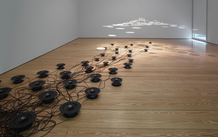 Gustavo D&iacute;az,&nbsp;Architecture of Murmurs, 2019. Cut paper and speakers. Installed at Sicardi | Ayers | Bacino for the exhibition Incompleteness: The Poetics of the Intangible, 2020.