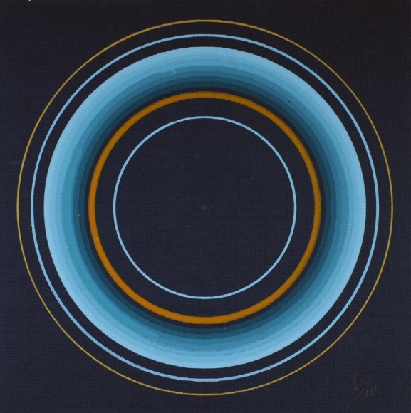 Antonio Asis, Untitled from the series Cercles Concentriques, 2011, Gouache on cardboard, 7 3/8 x 7 1/2 in. (18.7 x 18.9 cm.)