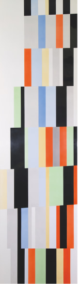 Alejandro Otero, Tabl&oacute;n 12, Upata 1927 [Plank 12 Upata 1927], 1987. Industrial enamel on wood, 78 11/16 x 21 5/8 in. (200 x 55 cm.)