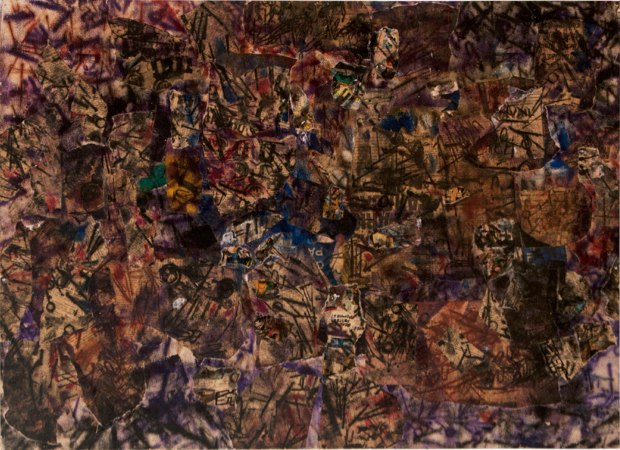 Mercedes Pardo.&nbsp;Untitled, 1963, Collage on masonite, 20 13/16 x 29 1/8 in.