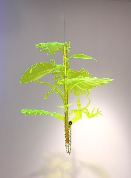 Thomas Glassford, Afterglow Hybrid Pendant 3, 2010. Plexiglas, anodized aluminum, 39 in. x 36 in.