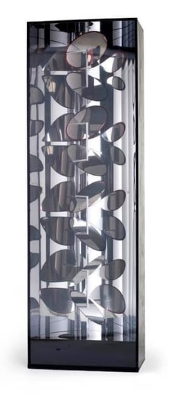 Martha Boto, Optique H&eacute;licoidal (Mouvement), 1967. Plexiglas, aluminum, plywood, light bulbs, motor, 86 5/8 in. x 25 1/2 in. x 15 3/4 in.