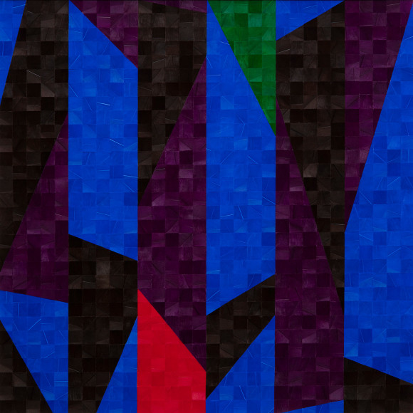 Gabriel de la Mora, 1,088 I, 2020. Pigmented turkey feathers on museum cardboard, 16 7/8 x 16 7/8 x 1 9/16 in. (43 x 43 x 4 cm.)