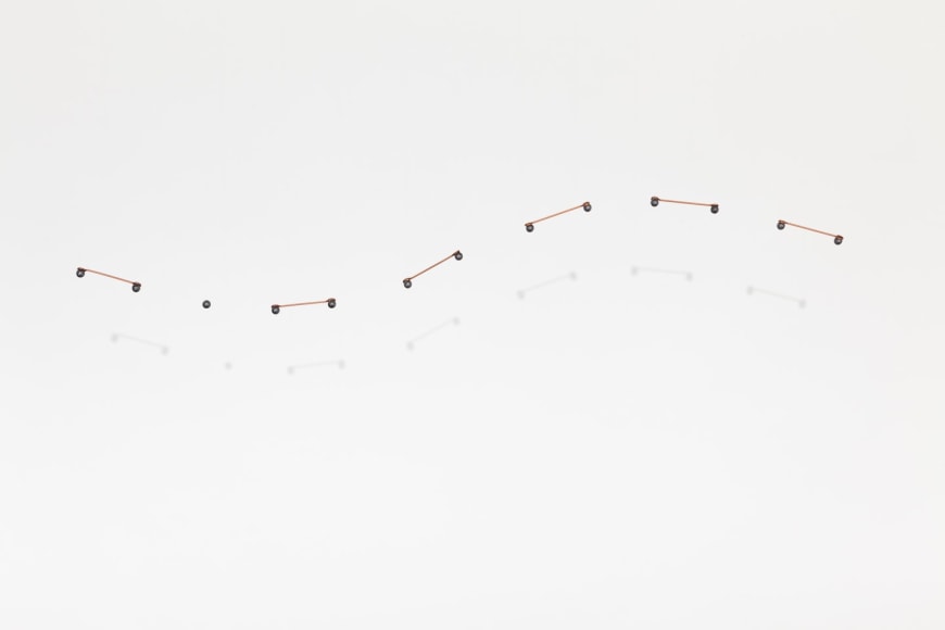 Elias Crespin, Linea Copper, 2016. Copper, lead, nylon, motors and electronic interface, 32 5/8 in. (83 cm.)