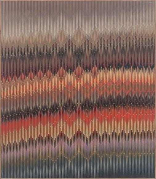 Abraham Palatnik, W-817, 2015.  Acrylic on wood, 49 1/4 x 43 1/4 x 2 in. / 125 x 110 x 5 cm.