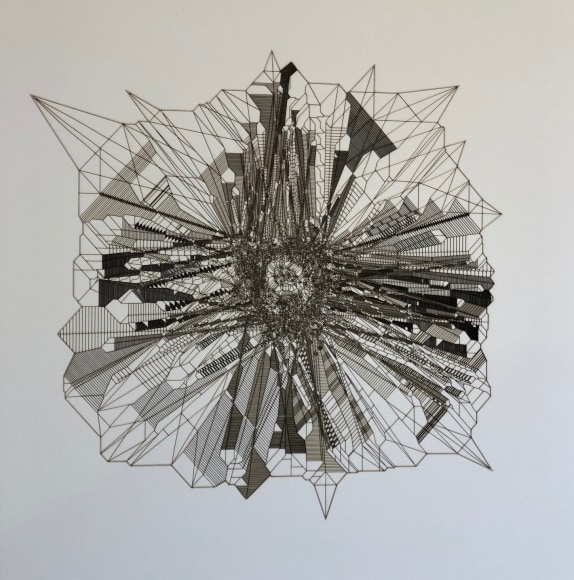 Gustavo Díaz, De la Serie: “El acumulador de crepúsculos”. El primer crepúsculo., 2019. Cut out paper, 18 5/8 x 18 5/8 in. (47.3 x 47.3 cm.)