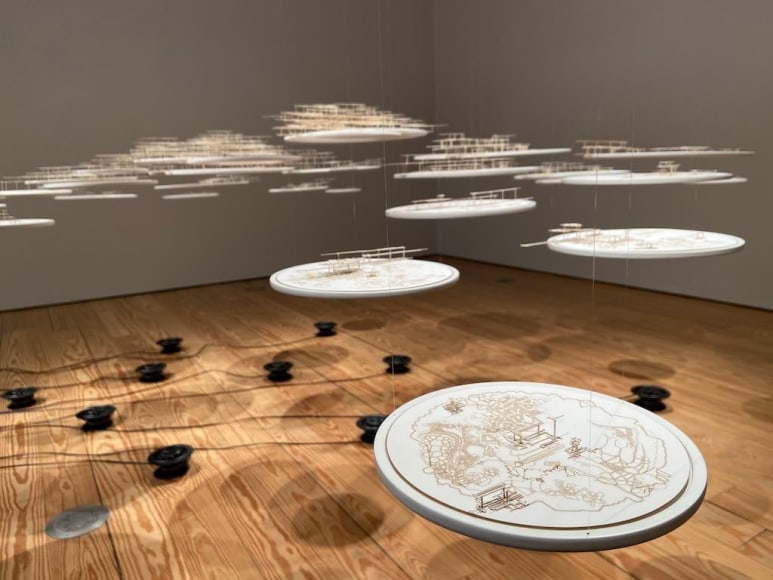 Gustavo D&iacute;az,&nbsp;Architecture of Murmurs, 2019. Cut paper and speakers. Installed at Sicardi | Ayers | Bacino for the exhibition Incompleteness: The Poetics of the Intangible, 2020.