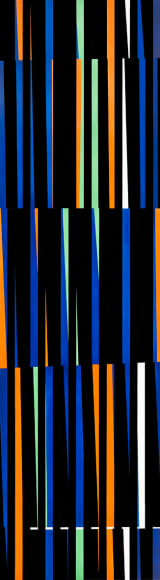 Alejandro Otero, Coloritmo 44A [Colorhythm 44A], 1971. Industrial enamel on wood, 70 13/16 x 19 7/16 in. (180 x 49.5 cm.)