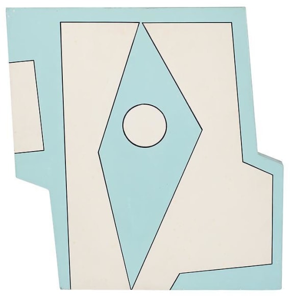 Carmelo Arden Quin, Losange Bleu, 1952, Oil on sanded wood, 17 in. x 16 in.