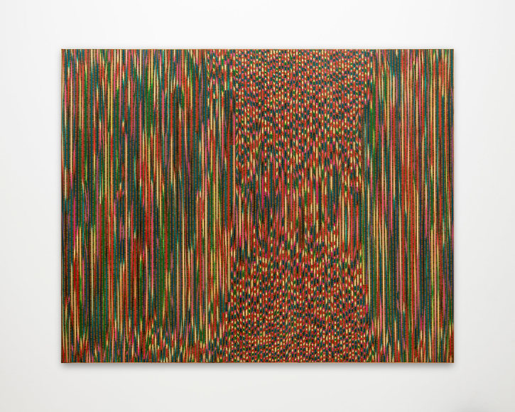 Sebast&iacute;an Gord&iacute;n, 9 de mayo, 5 pm, 2022. Dyed veneer, plywood, copper, 37 3/4 x 47 1/4 in.&nbsp;(96 x 120 cm.)