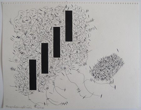 Miguel Angel Rios&nbsp;(b. 1943, Argentina: lives and works in New York/Mexico City). Drawing from the series, &quot;Endless&quot; Number 51. 2015. Ink on paper. 11 x 14 1/8 in. / 28 x 35.8 cm.&nbsp;