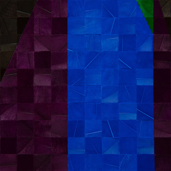 Gabriel de la Mora, 1,088 I (detail), 2020. Pigmented turkey feathers on museum cardboard, 16 7/8 x 16 7/8 x 1 9/16 in. (43 x 43 x 4 cm.)