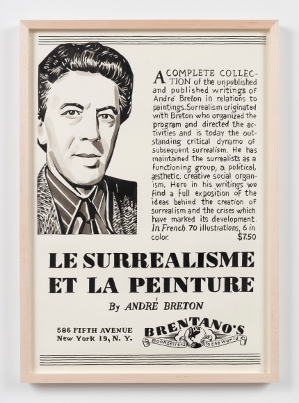 Fernando Bryce,&nbsp;Andr&eacute; Breton, 2016, Ink on paper,&nbsp;19 11/16 x 13 3/4 in. (50 x 35 cm.). Courtesy of Alexander and Bonin.