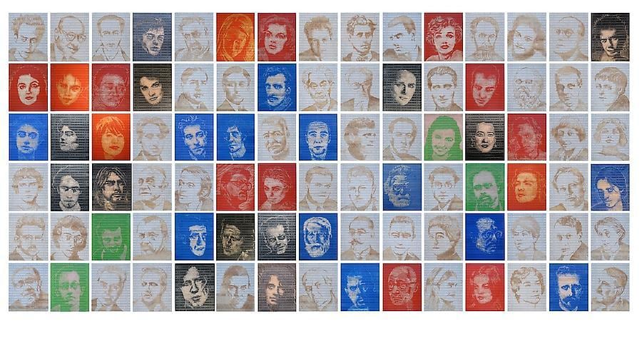 Pedro Tyler, Darkening the Light, 2012, Bas-relief, wooden rulers, 77&quot; x 164&quot;