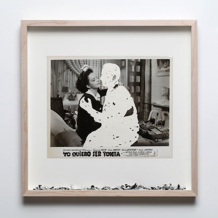 Gabriel de la Mora (b. 1968, Mexico). Yo quiero ser tonta E-160. 2012. Scratched photograph (1950). 13 7/8 x 13 7/8 x 1 3/4 in. / 35.2 x 35.2 x 4.5 cm.&nbsp;