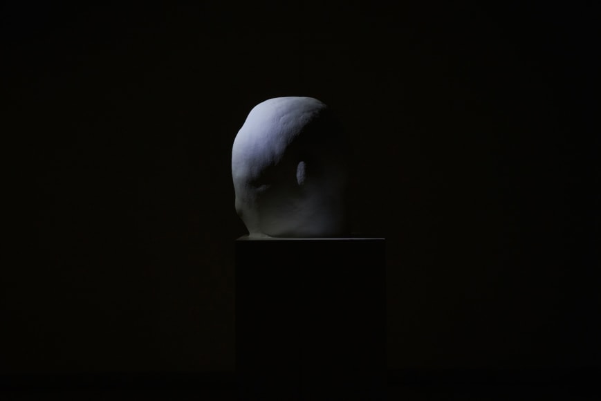 Reynier Leyva Novo, What It Is, What It Has Been (detail 3), 2020. Bust of Jos&eacute; Mart&iacute; by the sculptor Juan Jos&eacute; Sicre, after 380 layers of paint, and stop-motion video (sequence of 380 black and white photographs), Variable dimensions. Sculpture: 16 1/2 x 13 3/8 x 13 3/8 in.