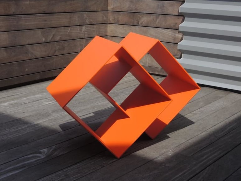 S&eacute;rvulo Esmeraldo, Untitled, 2014. Powder coated aluminum, 25 1/4 in. x 27 in. x 38 in.