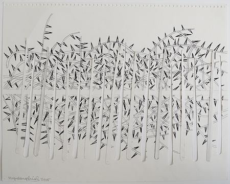 Miguel Angel R&iacute;os, Drawing from the series &ldquo;Endless&rdquo; N&ordm; 5, 2015. Ink and pencil on paper and cut out, 11 x 14 1/8 in.  / 28 x 35.8 cm