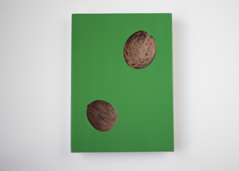 Green Portal, 2018. Lacquer, 9 1/8 x 7 1/8 x 1 1/4 in. (23.2 x 18.1 x 3.2 cm.),