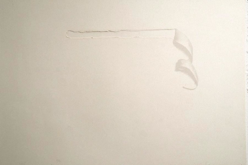 Liliana Porter, Tear, 1972. Silkscreen print on torn paper, 22 1/2 in. x 30 in.