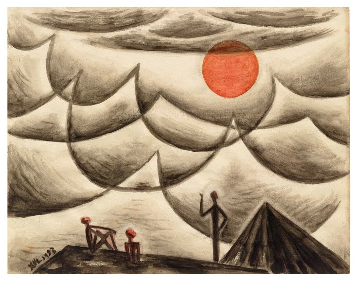Xul Solar, Untitled. Catalogue Raisonn&eacute; #954, p. 430, 1953. Watercolor on paper, 10 1/8 x 13 in. (25.7 x 33 cm.)