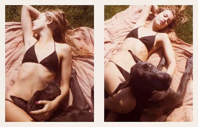 Jerry Hall. 1975, 	Two 4.5 x 3.25 inch unique vintage Kodak prints