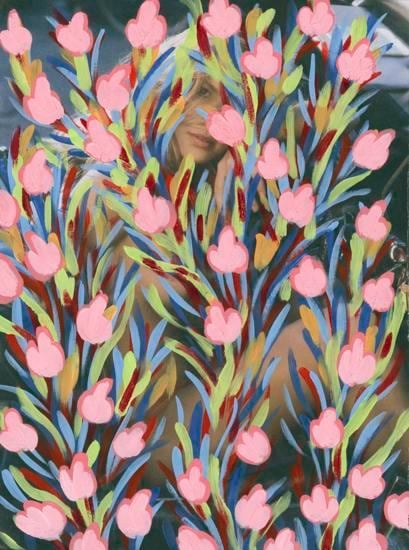  Untitled (Kristy Garett by Sasha Eisenman for Playboy - last nude playmate/last nude issue, January/February, 2016), 2016, 	Acrylic on Magazine Page