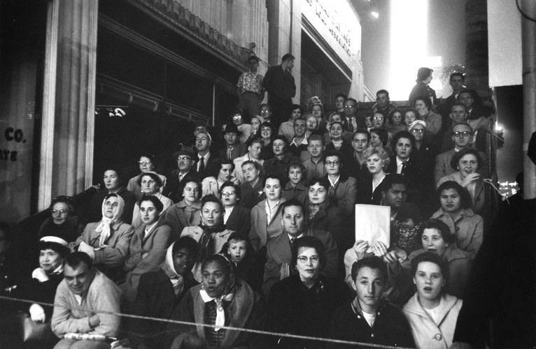 Fans at a movie premier,  Los Angeles. 1955, 11 x 14 inch gelatin silver print