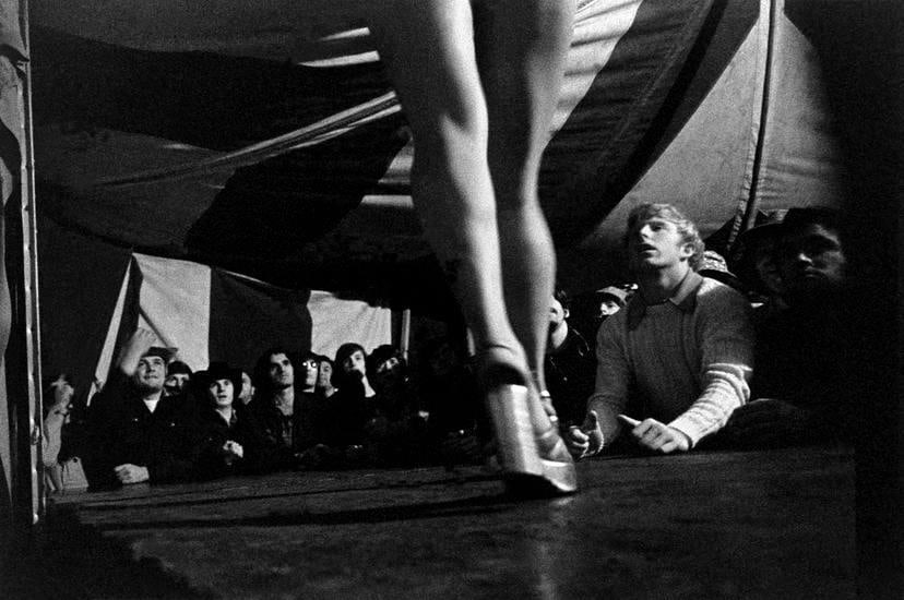 Tentful of marks, Tunbridge, VT, 1974, 	From “Carnival Strippers” 