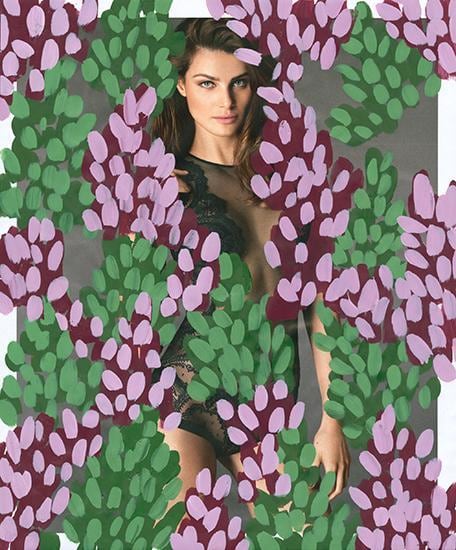 Untitled (Isabeli Fontana by Mert Alas and Marcus Piggott for La Perla), 2016, 	Acrylic on Magazine Page