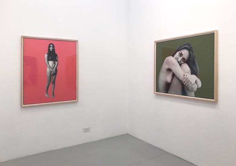 Ashley, Pink. 2017 & Sandi, Olive. 2017, 	45 x 36 inches each. 