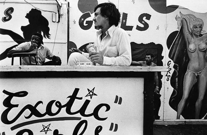 From “Carnival Strippers” 1972 - 1975.  , 	11.5 x 17.5” silver gelatin print
