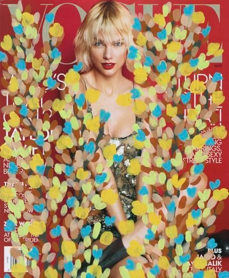 Untitled (Taylor Swift by Mert Alas and Marcus Piggott for cover of Vogue, May, 2016), 2016, 	Acrylic on Magazine Page