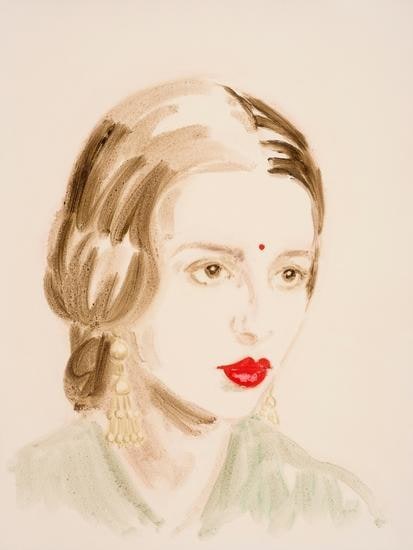 Amrita Sher-Gil.  From the series "The History of Art".  Oil on paper.  16 x 12 inches. 