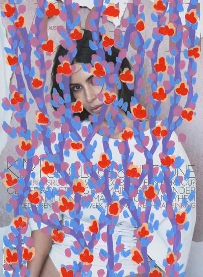 Untitled (Kim Kardashian by Lachlan Bailey for cover of Vogue Australia, June, 2016), 2016, 	Acrylic on Magazine Page