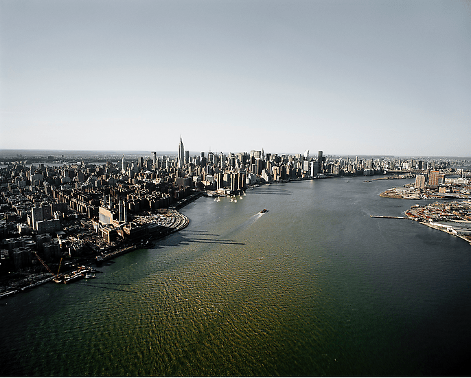 Manhattan and the East River Looking Northwest, 15th Street ConEd Generation Station at Left, NY, 2007, 	24 x 30 inch pigment print - Edition of 5*
