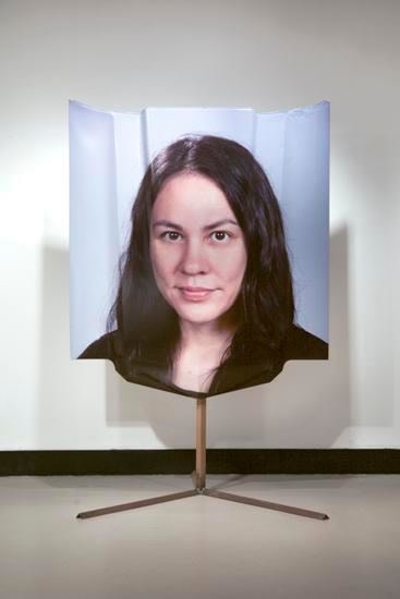  Monique Atherton, 	Untitled Portrait of the ARtist by William Sacco on the Hood of a 1970 Chevelle SS on Steel and Vinyl, 2015