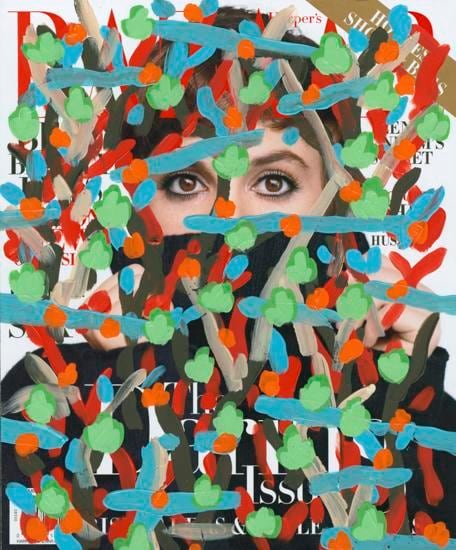 Untitled (Lena Dunham by Nathaniel Goldberg for Harpar's Bazaar cover, November, 2015), 2016, 	Acrylic on Magazine Page