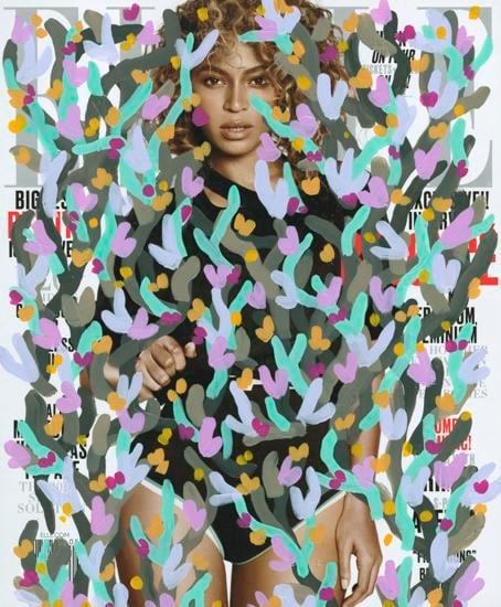 Untitled (Beyonce by Paola Kudacki for cover of Elle, May 2016), 2016, 	Acrylic on Magazine Cover